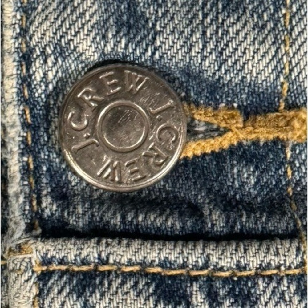 VTG 90s J.Crew Denim Jacket Womens XS Blue Distressed Trucker Casual Y2K - Picture 3 of 10
